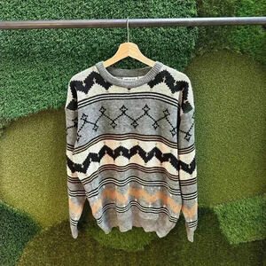 Vintage Entourage Striped  Abstract Sweater Medium